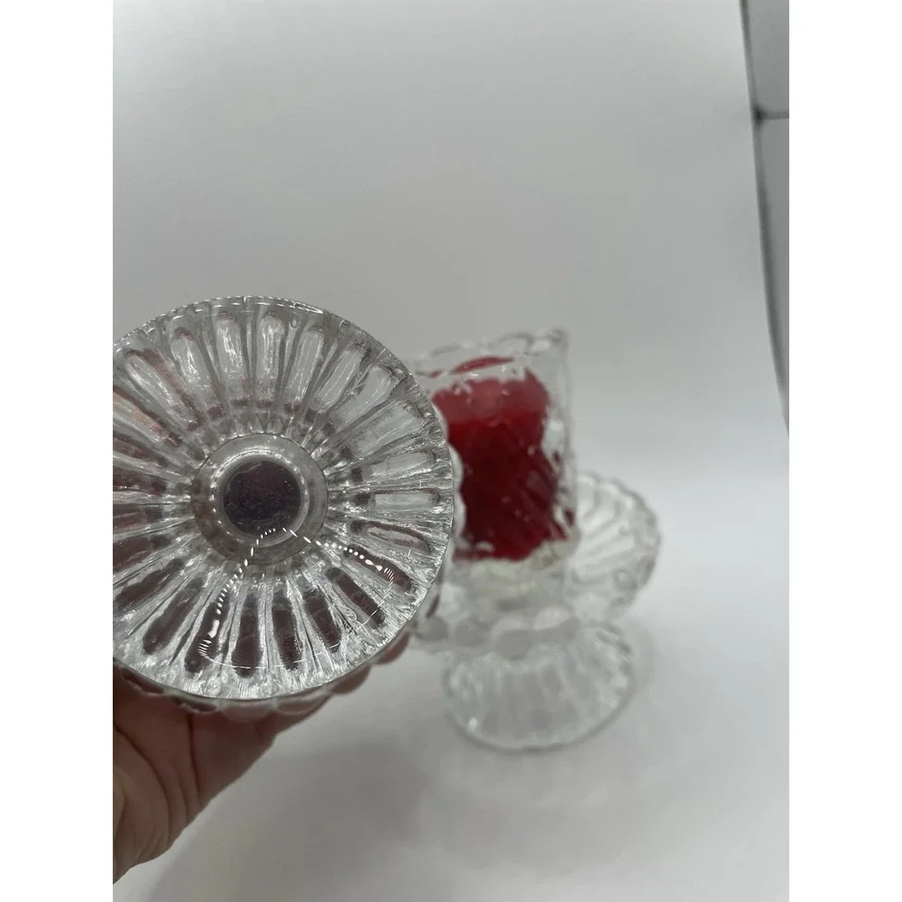 SET OF 2 CRYSTAL VOTIVE CANDLEHOLDERS‎ FOOTED